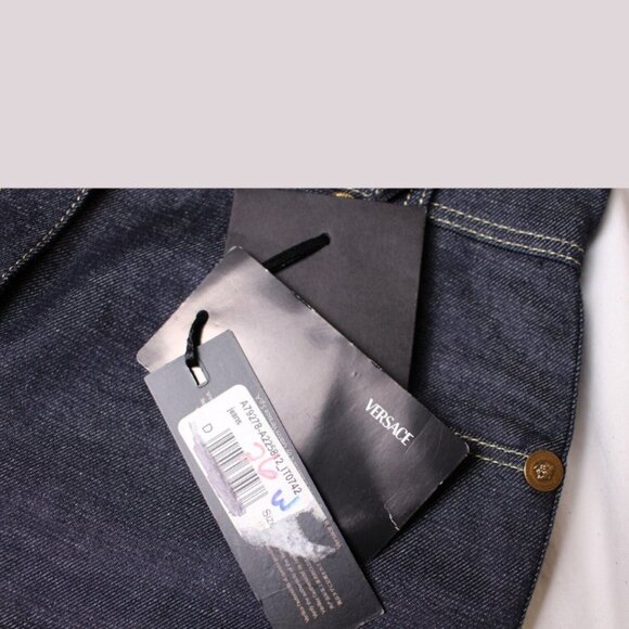 $795 Versace Jeans Women's Dark Blue Gold Medusa Jeans Pants Size 25,27,28,32 - Picture 7 of 10